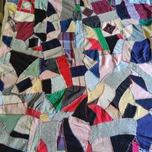 Vintage Hand Sewn Patchwork 72 X 54 Quilt